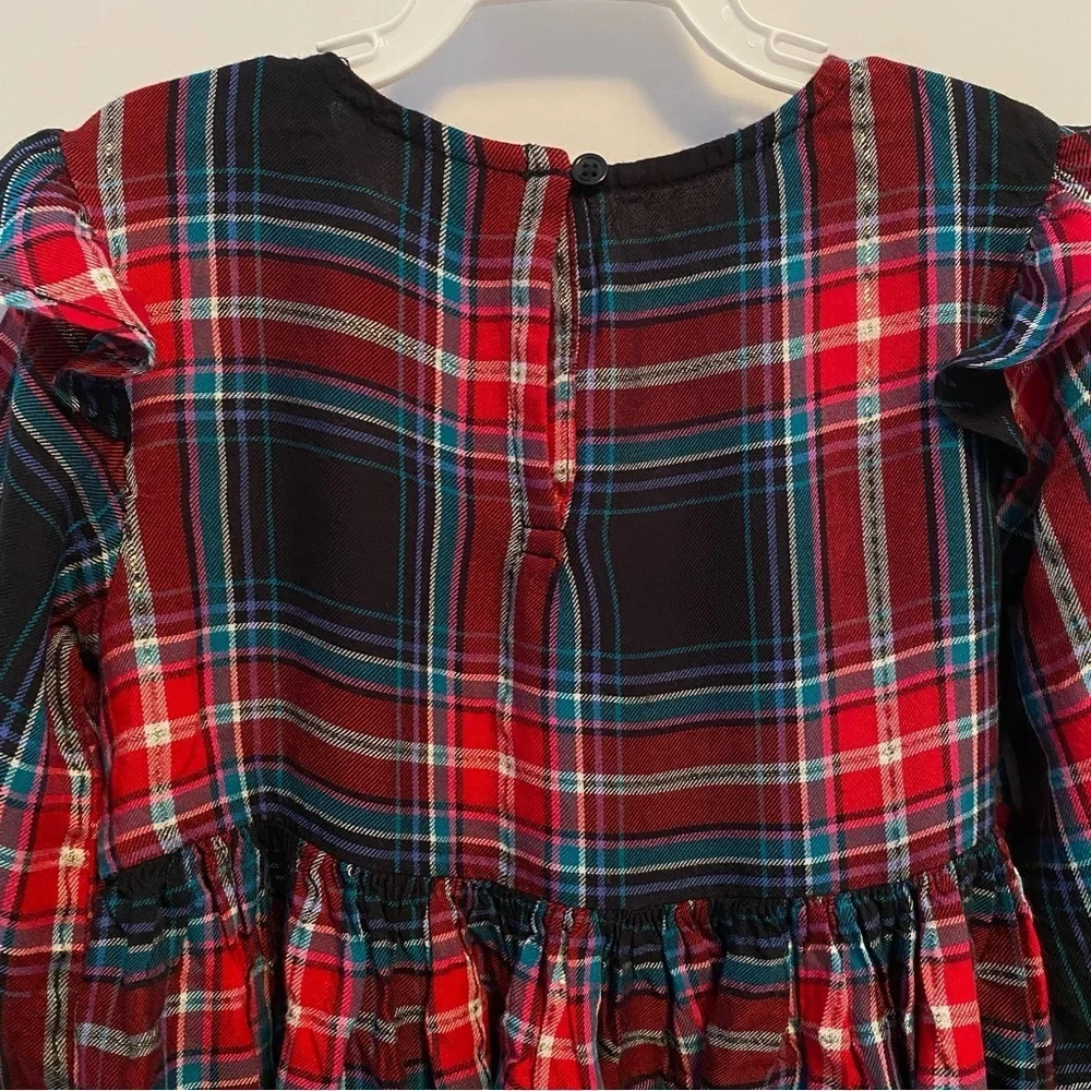 OshKosh B'gosh Toddler Girls Plaid Long Sleeve Shoulder Ruffle Dress Size 2T
